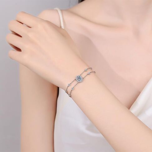 14K Gold Blue Diamond Dience Chain Bracelets ، 1CT Oval Cut VVS2 Diamond Women's Jewelry ، هدية عيد ميلاد مثالية لها in Saudi Arabia