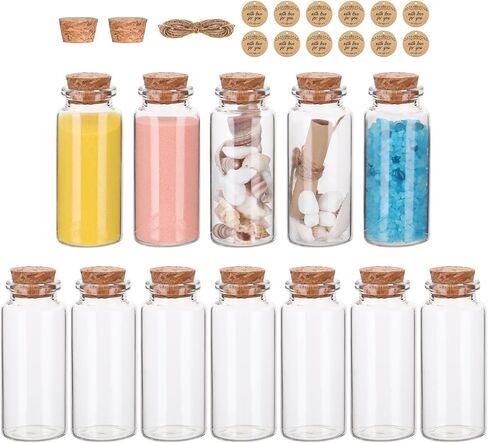 12 PCS 30ML زجاجات زجاجية صغيرة مع سدادات الفلين ، الجرار الزجاجية الصغيرة ، رسالة تمنية الزجاجة للديكور ، تفضل الحفلات ، الحرف الفنية ، مشاريع DIY in Saudi Arabia