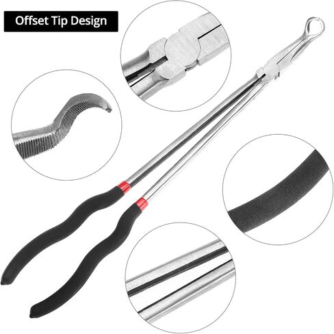 Qwork Offset Spark Place Radival Plier - 5/8 "فتح ، 11" وطول 16 "، طرف إزاحة للبقع الضيقة ، يحمي أحذية الأسلاك in Saudi Arabia