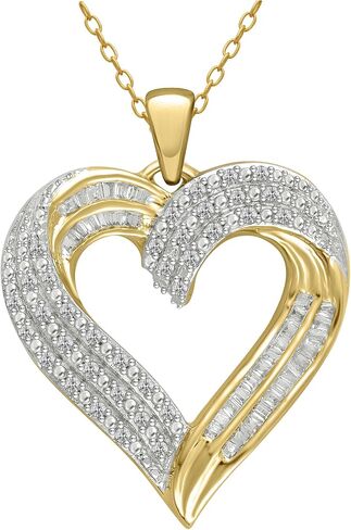 14k Yellow Gold Over Silver 1/2ct TDW Diamond Heart Pendant (I-J, I2-I3) in Saudi Arabia