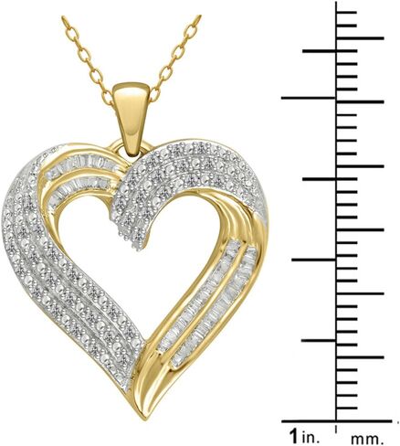 14k Yellow Gold Over Silver 1/2ct TDW Diamond Heart Pendant (I-J, I2-I3) in Saudi Arabia