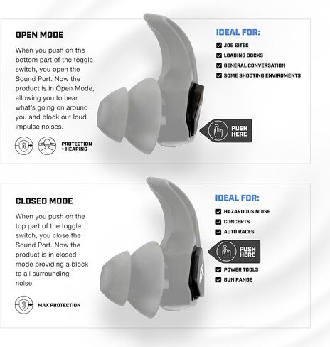 AXIL X30i Noise Reduction Ear Plugs - Black - Hear-Through Mode Hearing Protection for Concerts, Live Events, Shooting, Sports - 25dB Reusable Foam and Silicone Eartips with Carrying Case in Kuwait