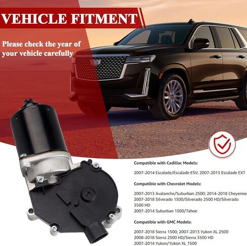 Front Windshield Wiper Motor Compatible with Cadillac Escalade 07-14 Chevy Avalanche 07-13 Silverado Suburban Tahoe 1500 2500 07-18 GMC Sierra Yukon 07-14 Replace Window Wiper Motor 15779727 in Saudi Arabia