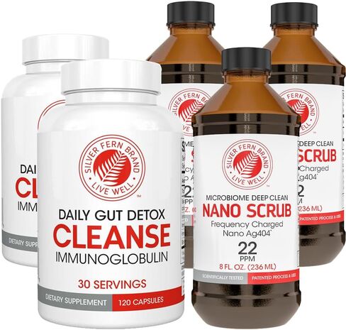 Silver Fern Brand Kit Ultimate Cleant - قضايا معتدلة - Cleanse Capsules & Nano Scrub Liquid ، I Kit ، 30 يومًا ، لا غلوتين ، بدون منتجات ، مصنوعة في الولايات المتحدة الأمريكية in Kuwait