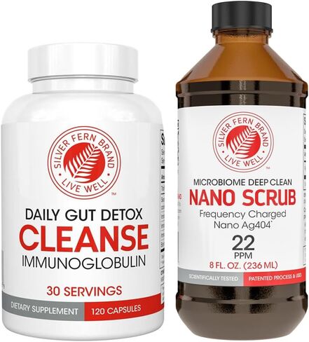Silver Fern Brand Kit Ultimate Cleant - قضايا معتدلة - Cleanse Capsules & Nano Scrub Liquid ، I Kit ، 30 يومًا ، لا غلوتين ، بدون منتجات ، مصنوعة في الولايات المتحدة الأمريكية in Kuwait