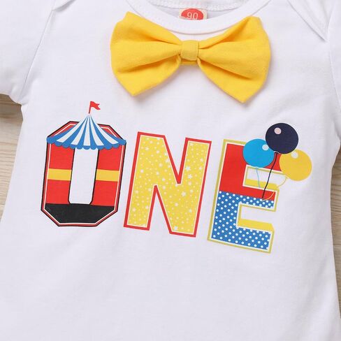 IBTOM CASTLE Circus Carnival First Birthday Outfit Boy Clown Romper Bodysuit Shorts Crown Cake Smash Clothes Set in Saudi Arabia