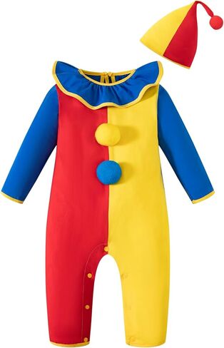 LATOBREATH Baby Boy Halloween Clown Costume Funny Kids Jumpsuits Bodysuit Toddlers With Hat in Saudi Arabia