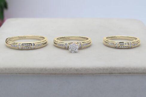 Dazzlingrock Collection 0.50 Carat (ctw) Round White Diamond Unisex Cluster Engagement Trio Ring Set in 14K Solid Gold in Saudi Arabia