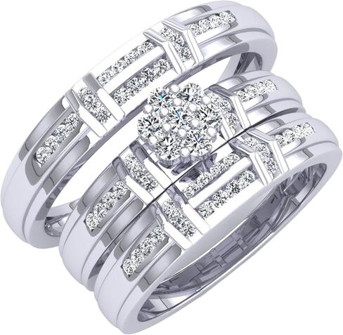 Dazzlingrock Collection 0.50 Carat (ctw) Round White Diamond Unisex Cluster Engagement Trio Ring Set in 14K Solid Gold in Saudi Arabia