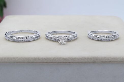 Dazzlingrock Collection 0.50 Carat (ctw) Round White Diamond Unisex Cluster Engagement Trio Ring Set in 14K Solid Gold in Saudi Arabia