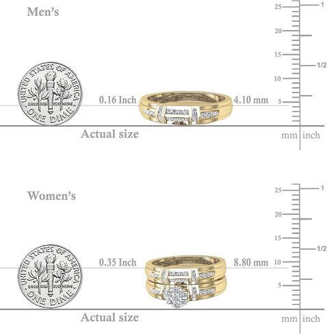 Dazzlingrock Collection 0.50 Carat (ctw) Round White Diamond Unisex Cluster Engagement Trio Ring Set in 14K Solid Gold in Saudi Arabia