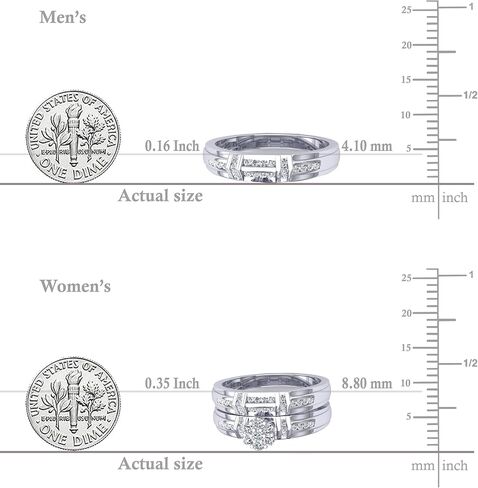Dazzlingrock Collection 0.50 Carat (ctw) Round White Diamond Unisex Cluster Engagement Trio Ring Set in 14K Solid Gold in Saudi Arabia