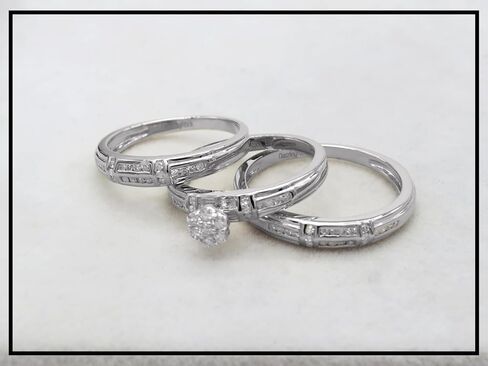 Dazzlingrock Collection 0.50 Carat (ctw) Round White Diamond Unisex Cluster Engagement Trio Ring Set in 14K Solid Gold in Saudi Arabia