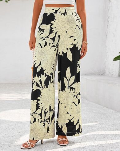 BTFBM Womens Wide Leg Summer Pants 2025 Boho Beach Vacation Weist Pertic Palazzo Pant Pockets in Saudi Arabia
