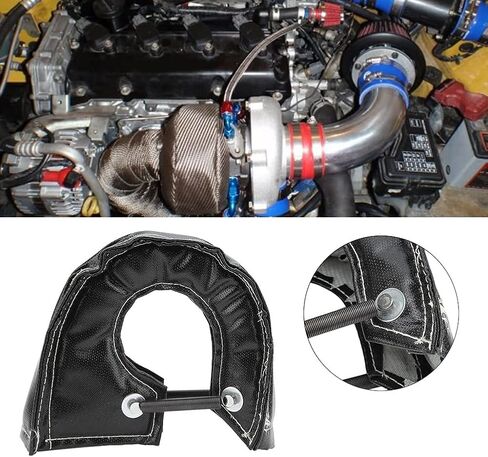 توربو تغطية حرارة عالية الأداء واقي الحاجز الحراري لـ T3 T25 T28 GT25 GT35 TurboCharger Black 7x7x3.5in in Saudi Arabia