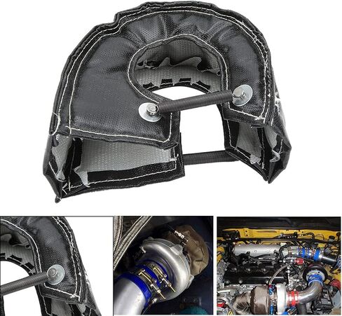 توربو تغطية حرارة عالية الأداء واقي الحاجز الحراري لـ T3 T25 T28 GT25 GT35 TurboCharger Black 7x7x3.5in in Saudi Arabia