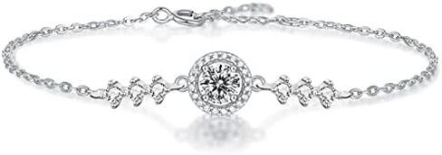 Refined S925 Silver 1 Carat D-Color Diamond Bangle, Adjustable Exquisite Elegance, Great Birthday or Holiday Gift for Her in Saudi Arabia
