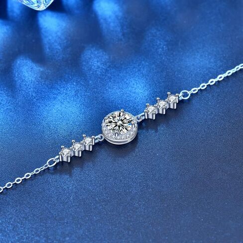 Refined S925 Silver 1 Carat D-Color Diamond Bangle, Adjustable Exquisite Elegance, Great Birthday or Holiday Gift for Her in Saudi Arabia