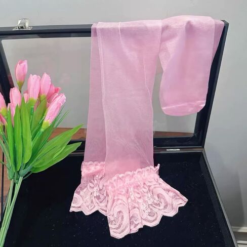 CHIDRA Women's Plus Size Silicone Lace Top Thigh High Stockings Stay Up Silky Semi Sheer Pantyhose for 130-220 lbs in Kuwait