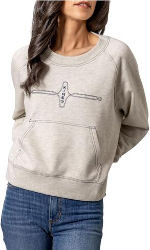 Kimes Ranch Women's Gracie Crewneck - التطريز الغربي ، جيب الحقيبة الأمامية ، مزيج من القطن الناعم in Saudi Arabia