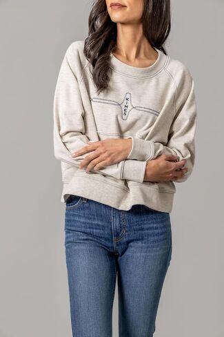 Kimes Ranch Women's Gracie Crewneck - التطريز الغربي ، جيب الحقيبة الأمامية ، مزيج من القطن الناعم in Saudi Arabia