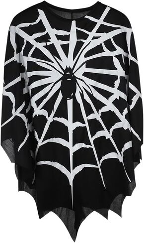 PENINSULA LOVE Halloween Spider Web Poncho Day of The Dead Black Lace Cloak Cosplay Party Costume Cape for Women Men in Saudi Arabia