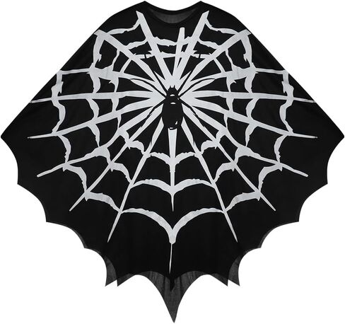 PENINSULA LOVE Halloween Spider Web Poncho Day of The Dead Black Lace Cloak Cosplay Party Costume Cape for Women Men in Saudi Arabia