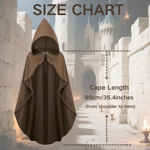yolsun Renaissance Cloak for Women, Medieval Hooded Cape Halloween Medieval Costume Women Witch Wizard Cloak in Saudi Arabia