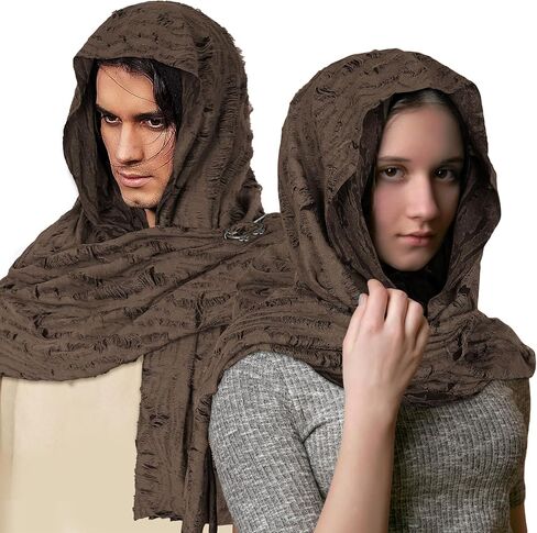 Cosrea Cloak with Hood Desert Wasteland Shawl Hooded with Viking Brooch Medieval Cowl Renaissance Cloak Accessories in Kuwait