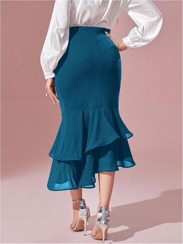 Verdusa Women's Fishtail Skirt High Waist Casual Skirt Tiered Elegant Hip-Wrapping Skirts in Saudi Arabia