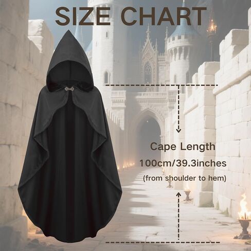 yolsun Renaissance Cloak for Women, Medieval Hooded Cape Halloween Medieval Costume Women Witch Wizard Cloak in Saudi Arabia
