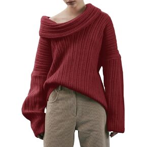Saodimallsu Womens Off The Shoulder Sweater Top Oversized 2024 Fall Batwing Boat Neck Knit Sexy Casual Pullover in Kuwait
