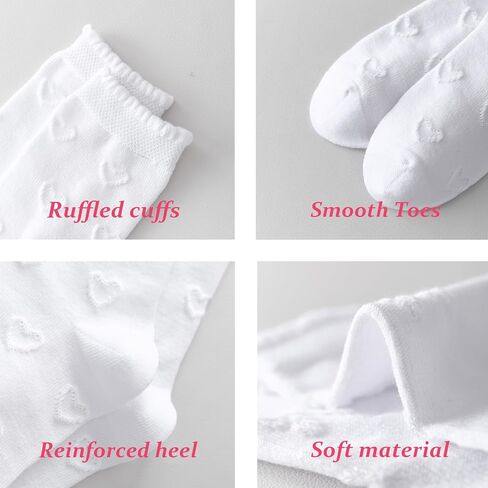 Marchare Girls Screen Socks White Dary School School Gook Heart Bow Design for Girl in Saudi Arabia