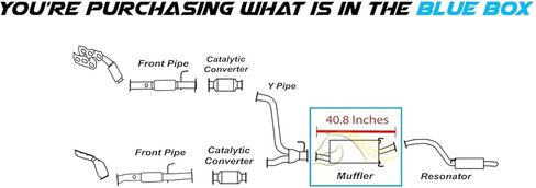 Resonator Tail Pipe fits Kia Sorento 2008-2009 3.3L, 2007-2009 3.8L | 409 Stainless Steel | Northeastern Exhaust | Free Gasket in Kuwait