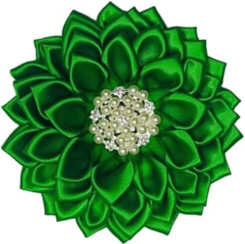 Green 4.5" Paraphernalia Flower Brooch Pin for Women, Inspired for LINKS, Iota Phi Lamda Sorority, or AKA Sorority, Conferences, Luncheons in Saudi Arabia