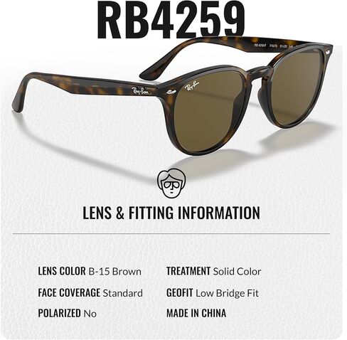 Ray-Ban RB4259 Phantos Shape Sunglasses With Eyewear Kit Bundle - High Bridge Fit - Ideal Formal and Casual Wear Retro Sunglasses in Saudi Arabia