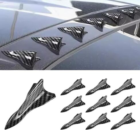 10PCS Self-Adhesive Car Diffuser Shark Fin Kit, Waterproof Air Vortex Generator, Compatible with Pointed Spoiler Roof Wing Car Exterior Decoration Accessories Universal for Most Cars (Carbon) in Kuwait