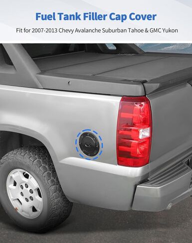 Black Fuel Tank Filler Cap Cover Decoration for 2007-2013 Chevy Avalanche Suburban Tahoe & GMC Yukon Fuel Gas Tank Cap Door Cover(B) in Saudi Arabia