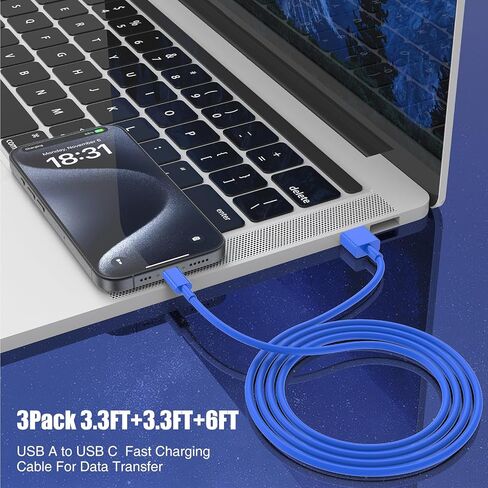 كابل Carplay للسيارة لهاتف iPhone 15 Pro Plus Pro Max، 3 عبوات [3.3FT+3.3FT+6FT] كابل USB A إلى USB C لأجهزة iPad Pro/Air/Mini، وSamsung S24/S23/S22، وMacBook Pro/Air و اكثر in Saudi Arabia