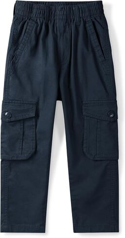 Men's&Boys Cargo Pants Elastic Waist Casual Relaxed Fit Hiking Pull on Jogging Stretch Trousers with Multi-Pockets in Kuwait