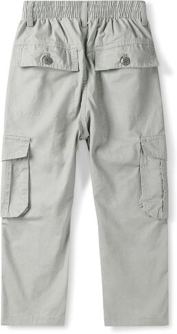 Men's&Boys Cargo Pants Elastic Waist Casual Relaxed Fit Hiking Pull on Jogging Stretch Trousers with Multi-Pockets in Saudi Arabia