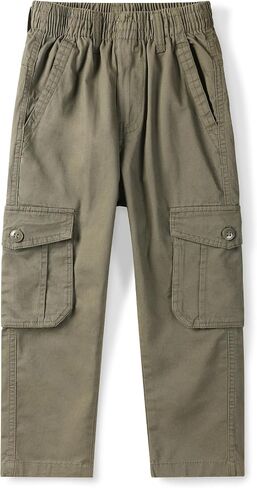 Men's&Boys Cargo Pants Elastic Waist Casual Relaxed Fit Hiking Pull on Jogging Stretch Trousers with Multi-Pockets in Saudi Arabia