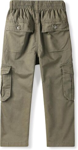Men's&Boys Cargo Pants Elastic Waist Casual Relaxed Fit Hiking Pull on Jogging Stretch Trousers with Multi-Pockets in Saudi Arabia