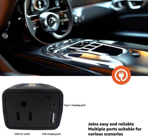 100w Car Power Inverter，ac pd 3.0， Fast Charging (Black) in Saudi Arabia