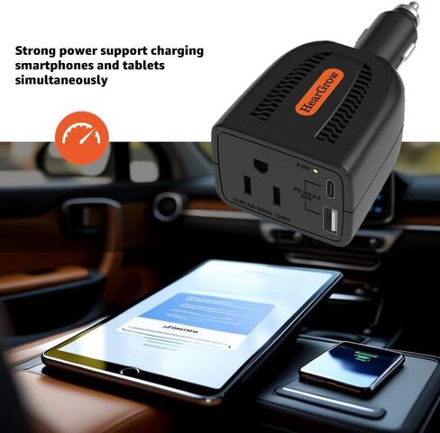 100w Car Power Inverter，ac pd 3.0， Fast Charging (Black) in Saudi Arabia