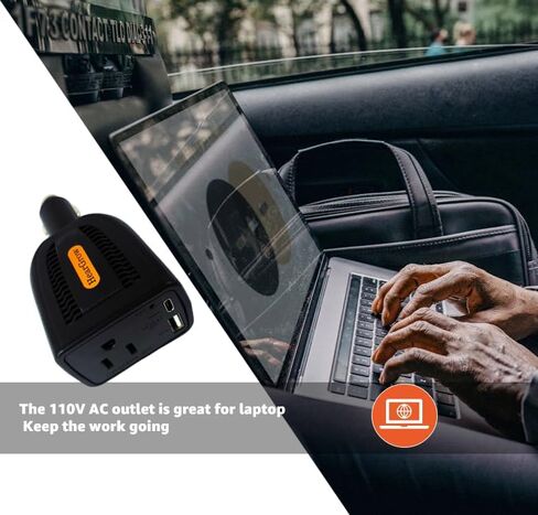 100w Car Power Inverter，ac pd 3.0， Fast Charging (Black) in Saudi Arabia