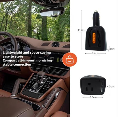 100w Car Power Inverter，ac pd 3.0， Fast Charging (Black) in Saudi Arabia