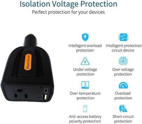 100w Car Power Inverter，ac pd 3.0， Fast Charging (Black) in Saudi Arabia