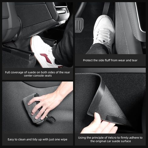 LUCKEASY 5pc Front & Rear Center Console Anti-Kick Pad for Tesla Model Y Juniper 2026 2025 New Durable TPE Black Scratch-Proof Removable for Model Y Accessories in Saudi Arabia