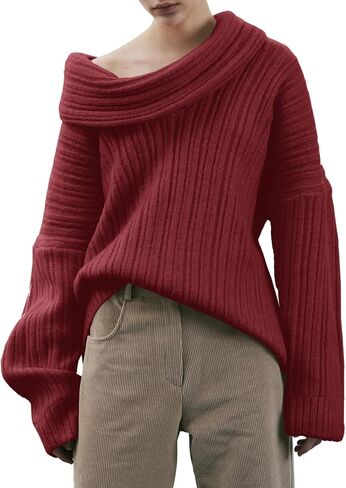 Saodimallsu Womens Off The Shoulder Sweater Top Oversized 2024 Fall Batwing Boat Neck Knit Sexy Casual Pullover in Kuwait